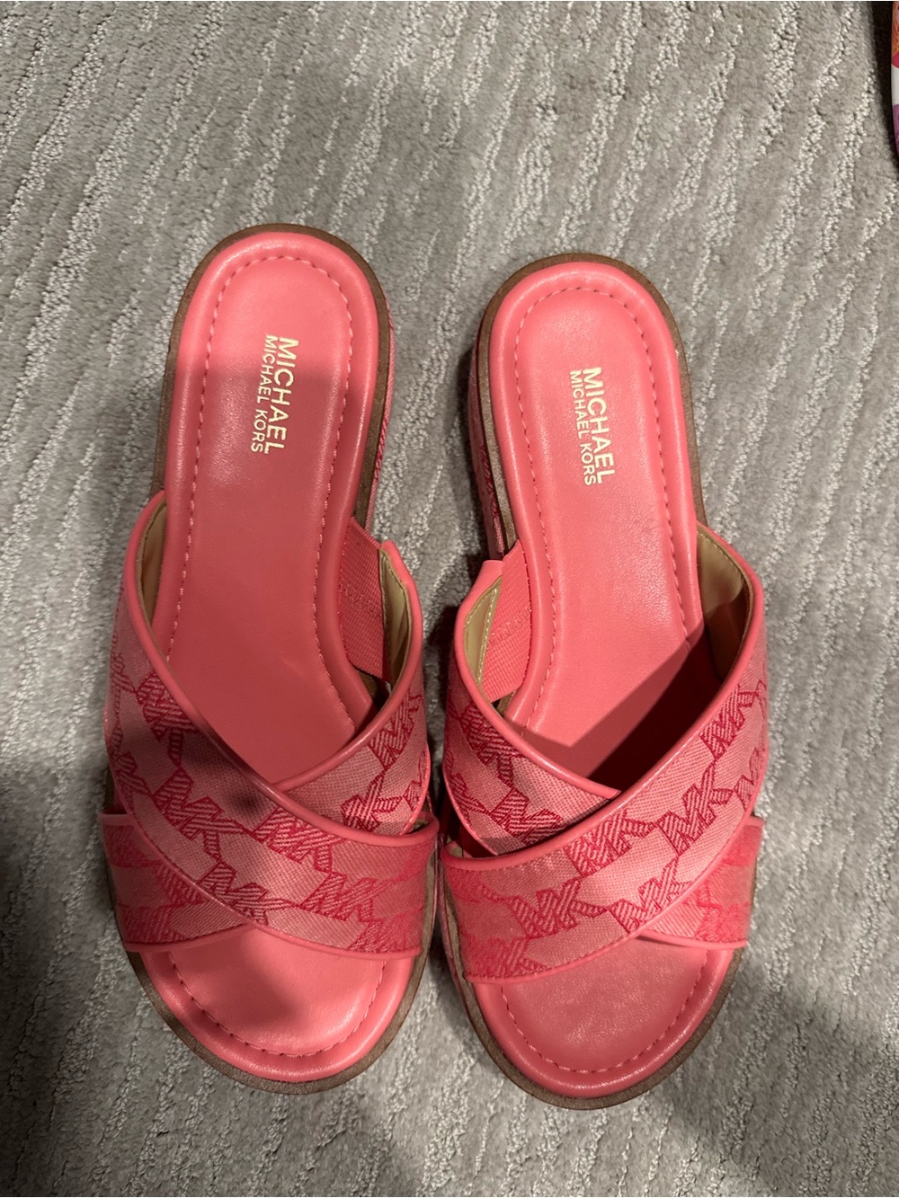 Michael Kors Coral Pink Crisscross Slide Mules